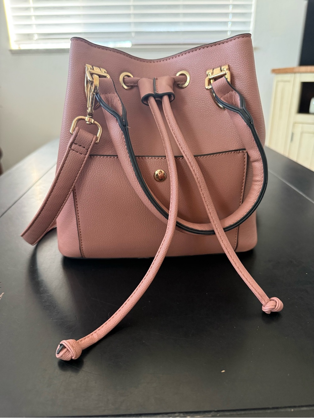 Women’s Pink Drawstring Bucket Bag